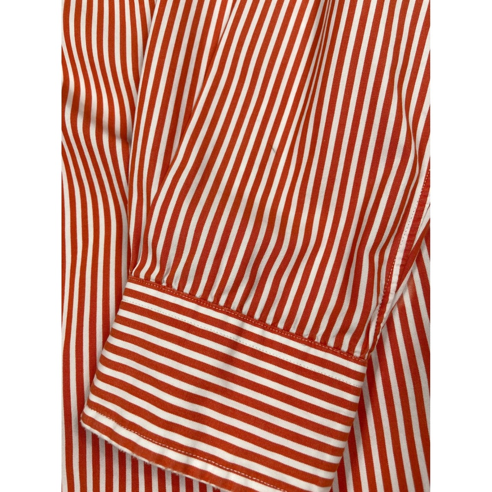 Ralph Lauren Rugby Shirt‎ Mens Medium Orange White Striped Long Sleeve Button Up - Picture 5 of 14